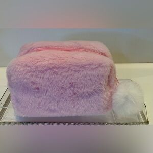 Pink Furry Cosmetic Bag